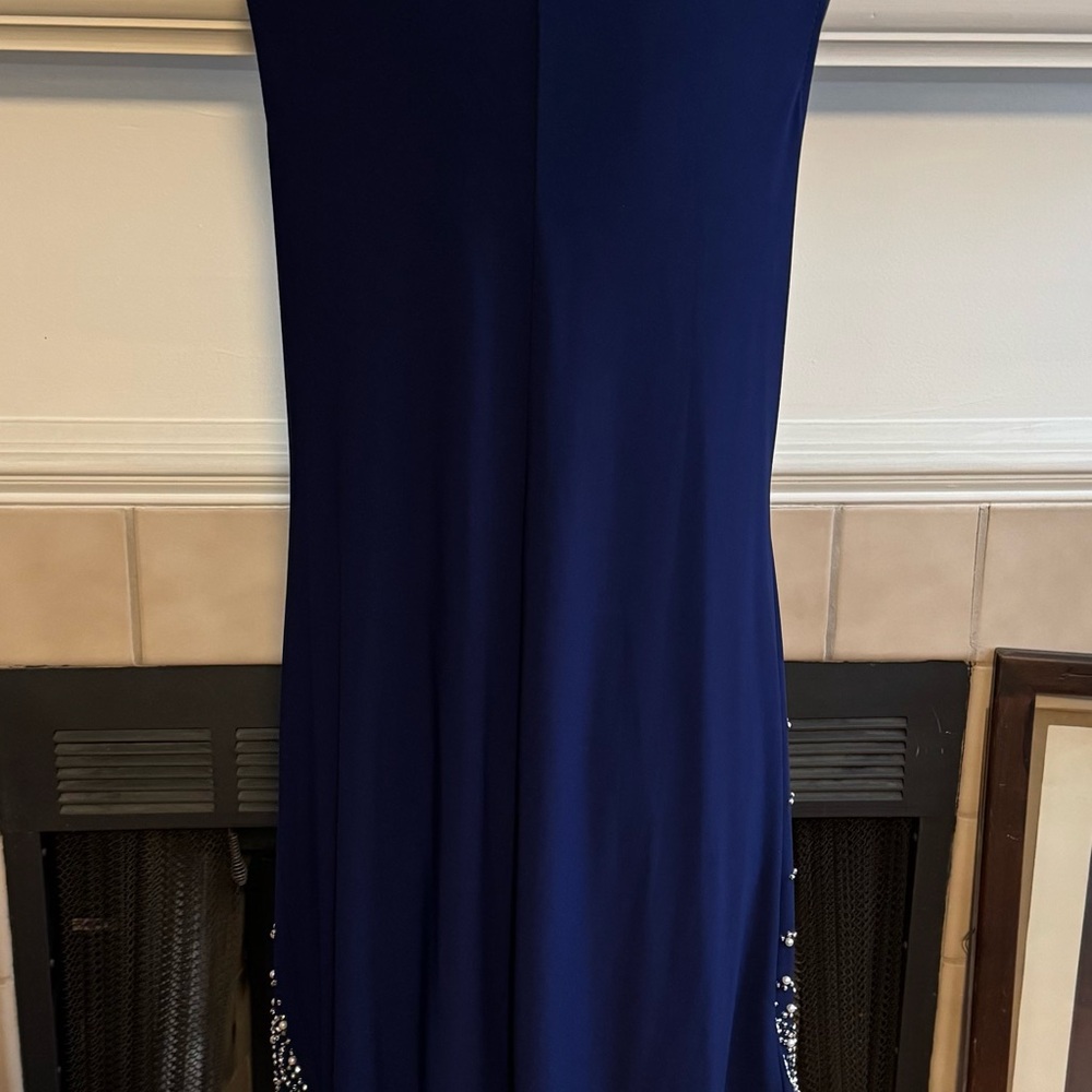 MSK Blue Midi Cocktail Dress w/ “Crystal” Accents - Picture 6 of 6